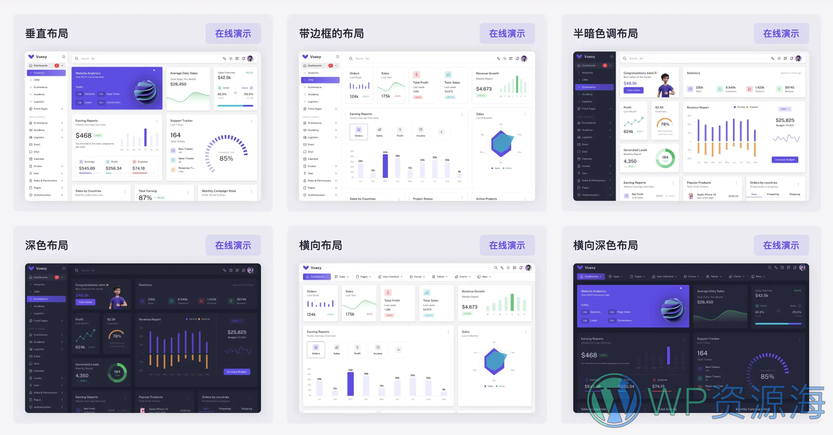 Vuexy-Vuejs/React/HTML/Laravel热门后台管理模板插图2-WP资源海 Vuexy-Vuejs/React/HTML/Laravel热门后台管理模板插图2-WP资源海