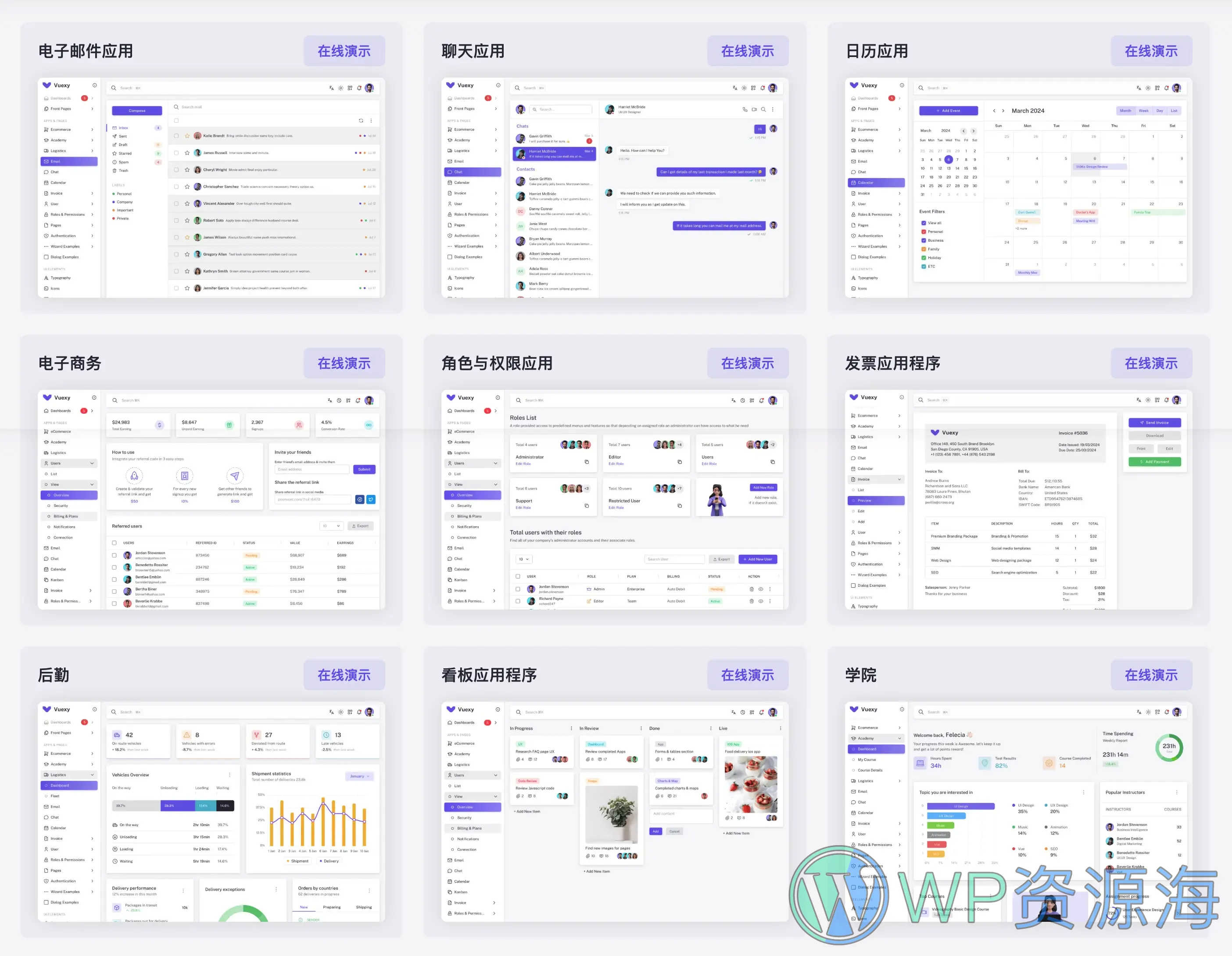 Vuexy-Vuejs/React/HTML/Laravel热门后台管理模板插图3-WP资源海 Vuexy-Vuejs/React/HTML/Laravel热门后台管理模板插图3-WP资源海