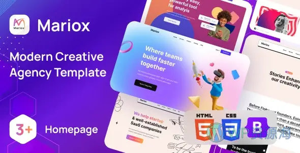 Mariox 现代创意机构公司 HTML5 网站模板插图-WP资源海