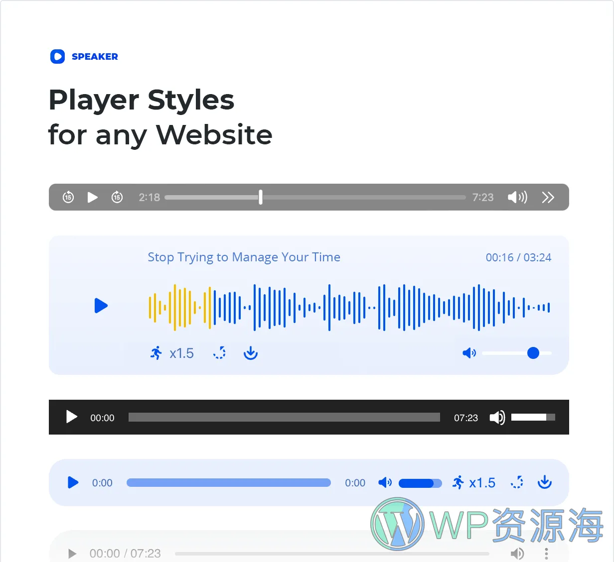 Speaker v4.0.15 文字文本转音频WordPress语音朗读插件插图1-WordPress资源海