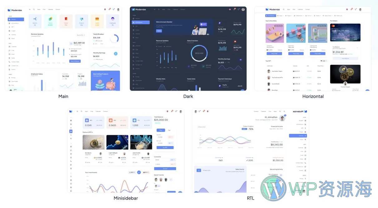 Modernize-扁平材料风管理后台模板React+Bootstrap插图1-WP资源海