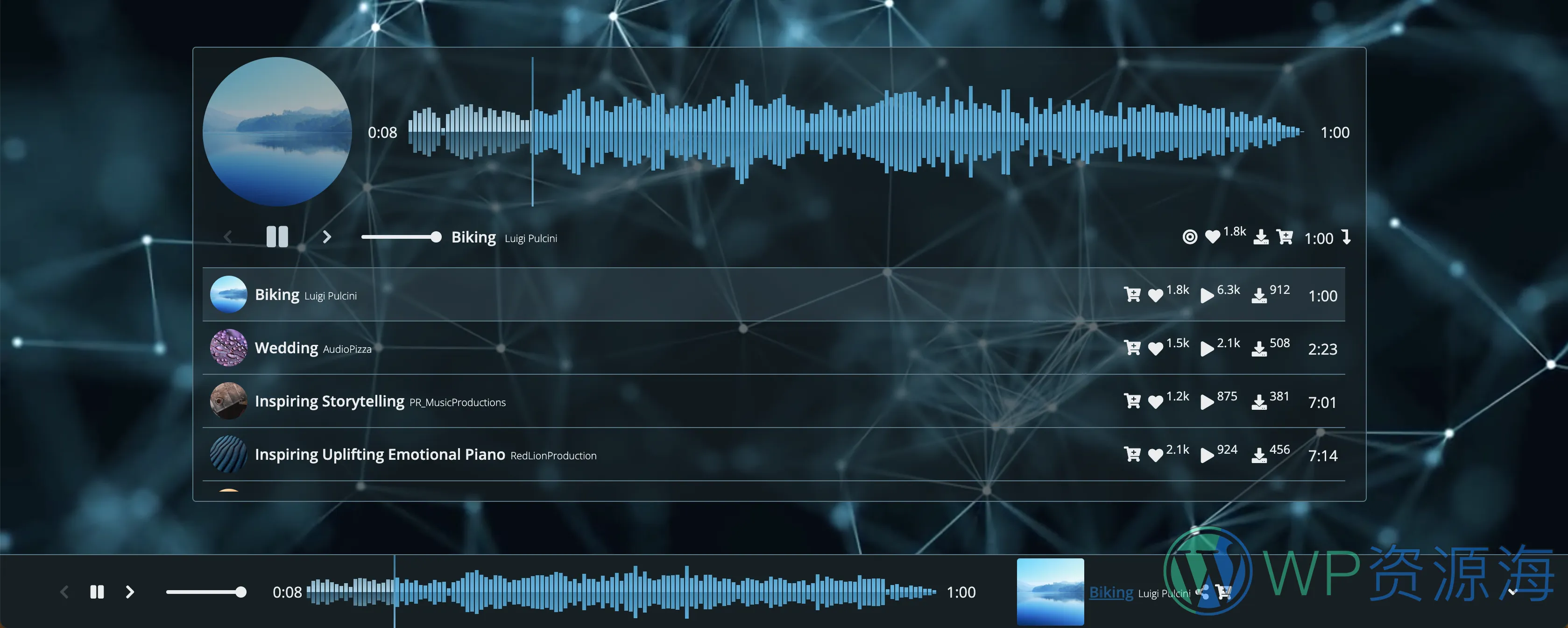 WavePlayer v3.6.4 在线音频音乐播放器插件插图1-WordPress资源海