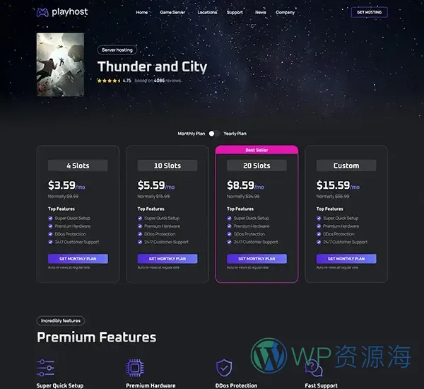 Playhost v1.0.8 游戏服务器主机托管网站模板插图20-WordPress资源海