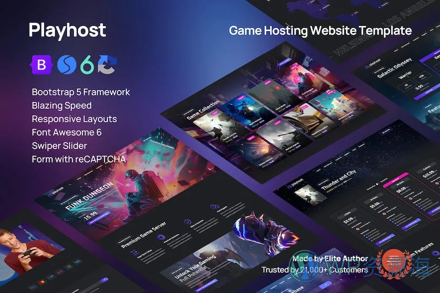 Playhost v1.0.8 游戏服务器主机托管网站模板插图-WordPress资源海