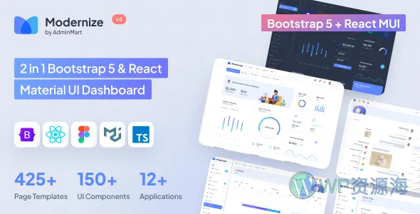 Modernize-扁平材料风管理后台模板React+Bootstrap插图-WP资源海