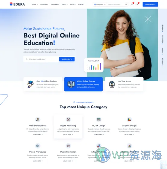 Edura v2.0.0 在线教育培训网络课程WordPress主题插图2-WP资源海