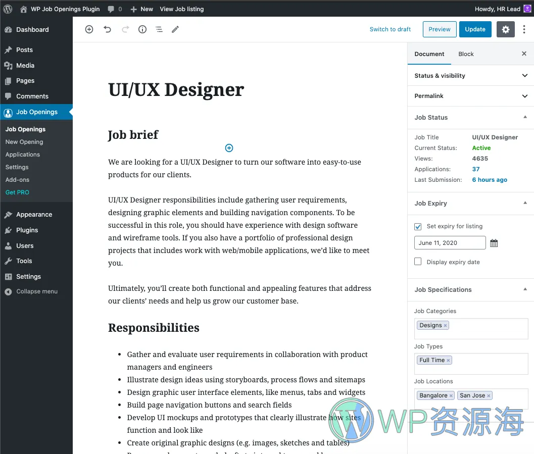 WP Job Openings Pro v3.2.2 工作面板/招聘求职网站WordPress插件插图10-WordPress资源海