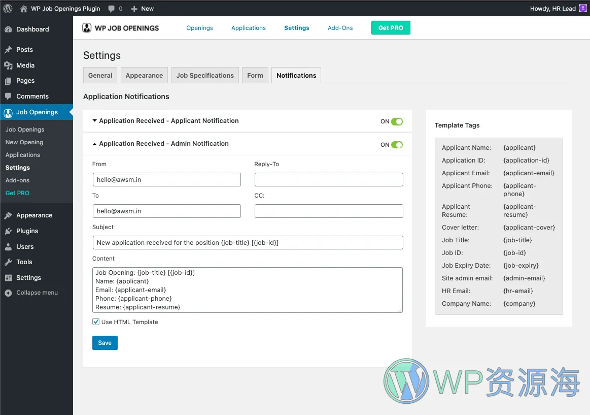 WP Job Openings Pro v3.2.2 工作面板/招聘求职网站WordPress插件插图15-WP资源海