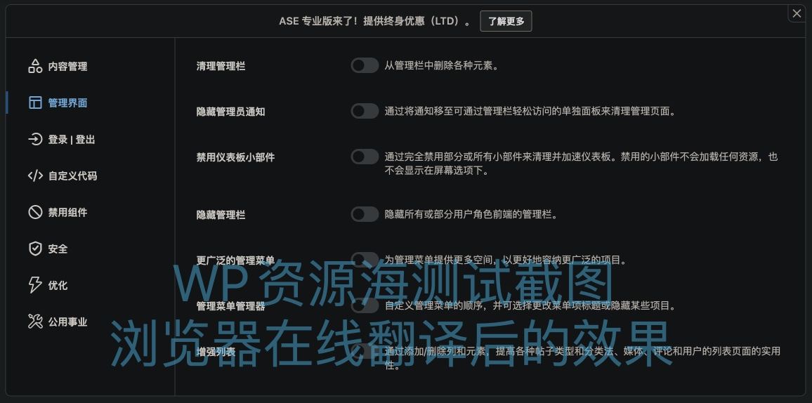 ASE Pro-网站优化小工具与常用功能聚合WordPress插件图片2