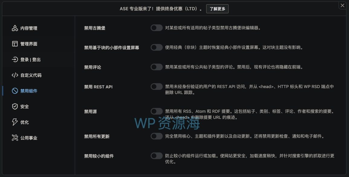 ASE Pro-网站优化小工具与常用功能聚合WordPress插件图片5