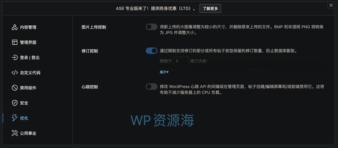 ASE Pro-网站优化小工具与常用功能聚合WordPress插件图片7