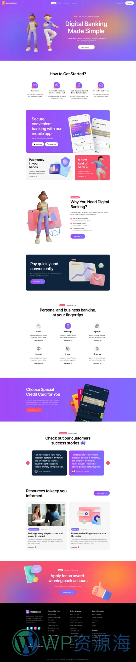 Cyberbank-金融理财投资支付网站模板WordPress主题插图2-WP资源海