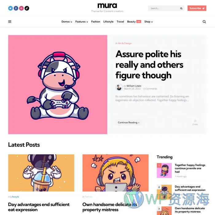 Mura-自媒体/内容创作网站模板WordPress主题插图3-WP资源海