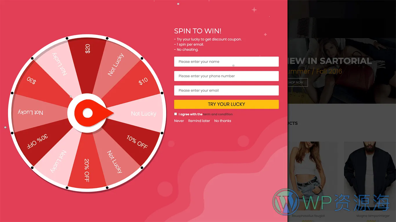 WooCommerce Lucky Wheel-幸运转盘用户抽奖插件插图1-WP资源海 WooCommerce Lucky Wheel-幸运转盘用户抽奖插件插图1-WP资源海
