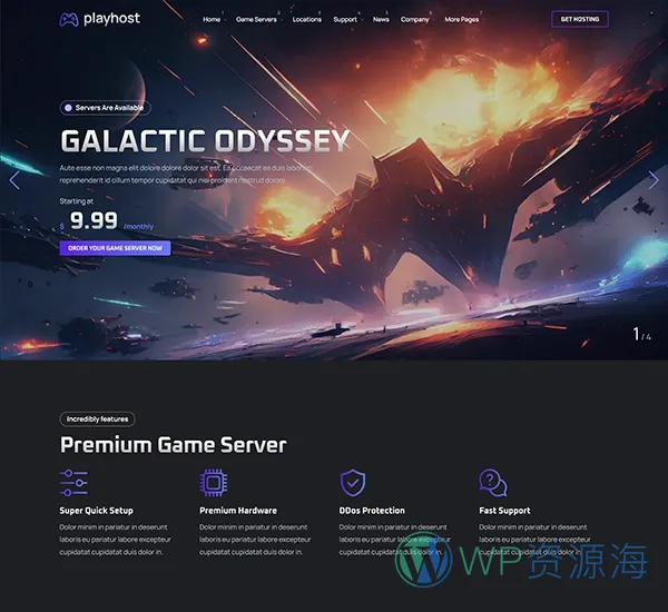 Playhost v1.0.8 游戏服务器主机托管网站模板插图2-WordPress资源海