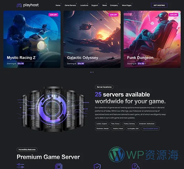 Playhost v1.0.8 游戏服务器主机托管网站模板插图5-WordPress资源海