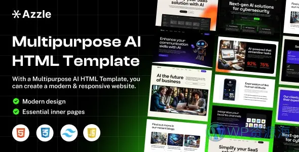Azzle 科技公司AI人工智能 Tailwind 网站模板插图-WP资源海 Azzle 科技公司AI人工智能 Tailwind 网站模板插图-WP资源海