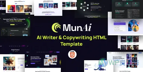 MunAi 自动内容生成/AI创作写作HTML网站模板插图-WP资源海