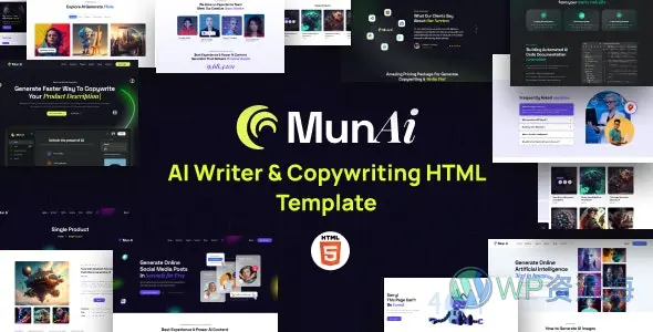 MunAi 自动内容生成/AI创作写作HTML网站模板插图-WordPress资源海