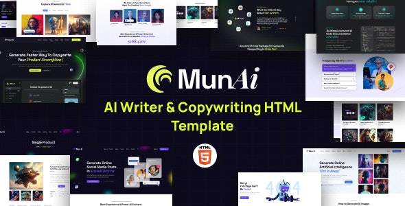 MunAi 自动内容生成/AI创作写作HTML网站模板