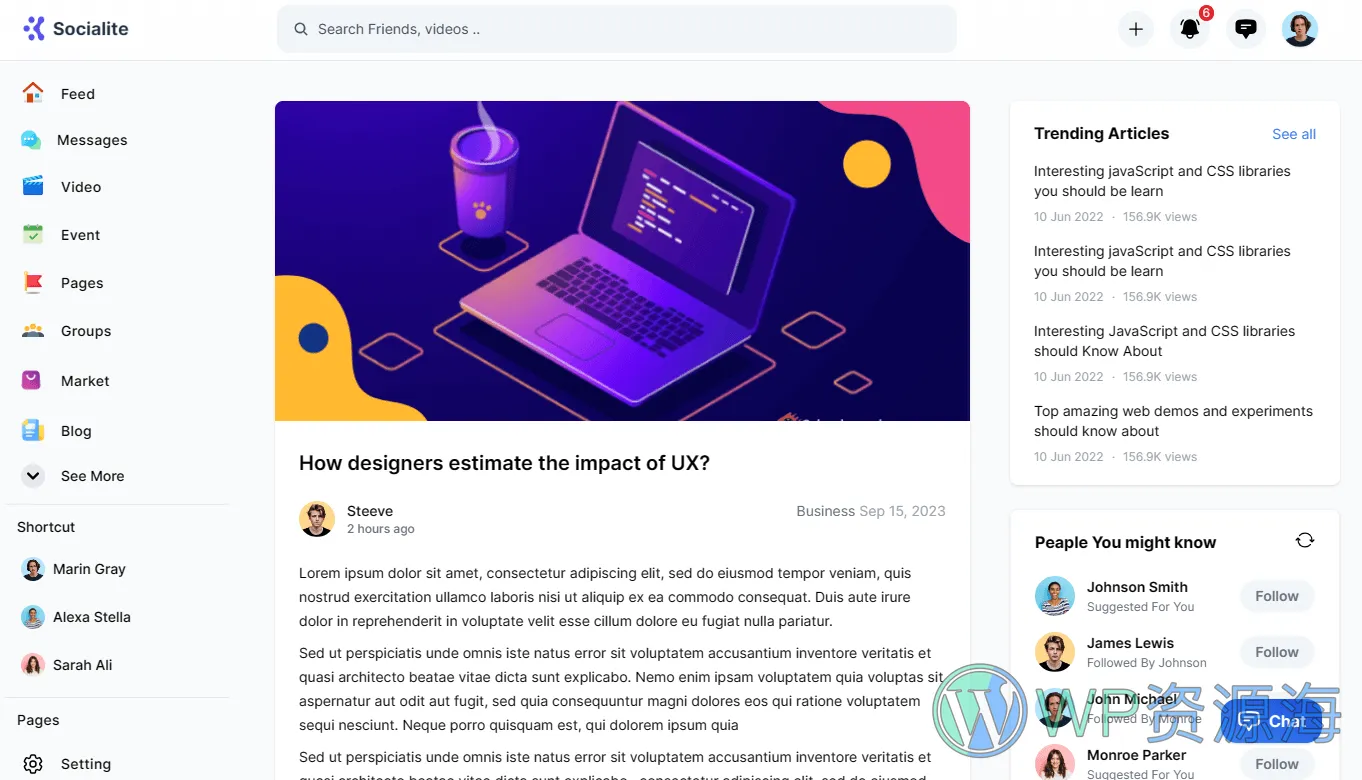 Socialite 3.0 组件齐全漂亮的社区论坛HTML模板插图1-WP资源海