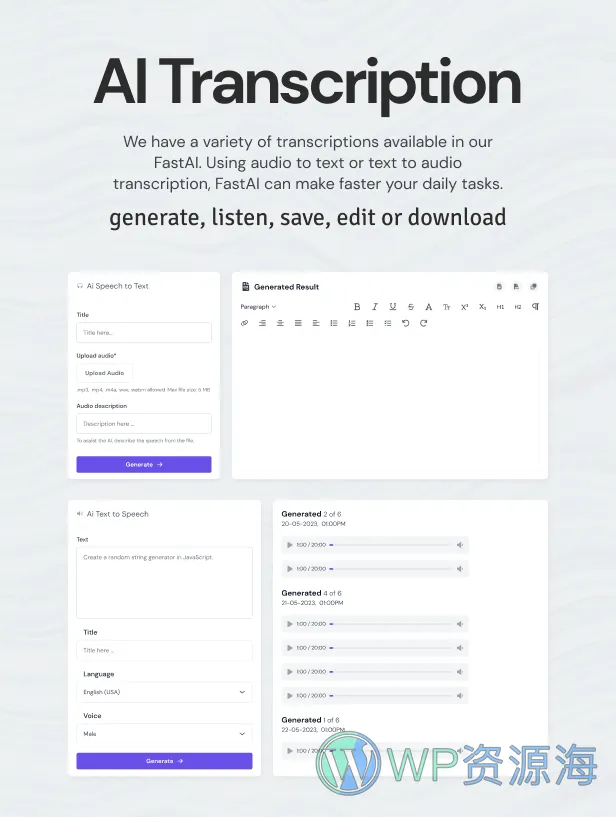 FastAi 1.5.3 AI多功能聚合平台PHP源码插图4-WP资源海