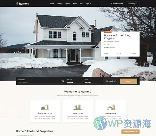 HomeID-房地产交易/房屋租赁WordPress主题[更至v1.7.8]插图1-WordPress资源海