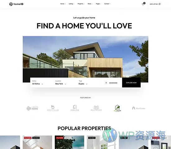 HomeID-房地产房屋中介租赁WordPress主题插图8-WP资源海