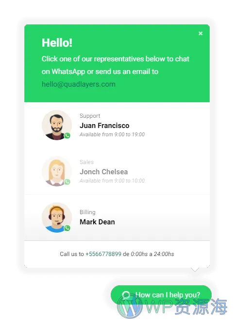 WhatsApp Chat PRO-快速联系与聊天按钮工具WordPress插件插图4-WP资源海