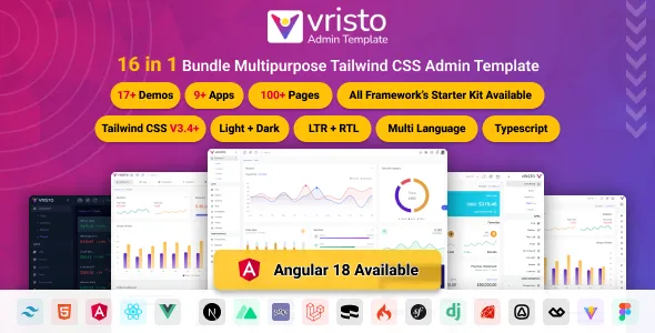Vristo 精品16合一多用途Tailwind前端开发模板套件