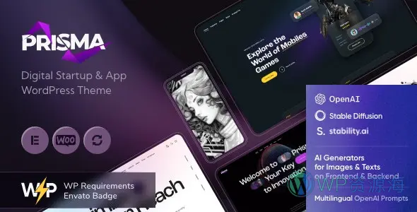 Prisma-人工智能AI数字软件网站模板WordPress主题插图-WP资源海 Prisma-人工智能AI数字软件网站模板WordPress主题插图-WP资源海