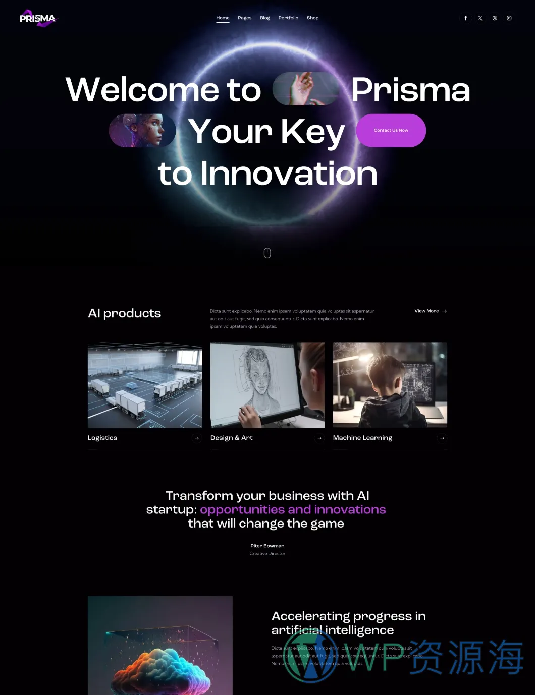 Prisma-人工智能AI数字软件网站模板WordPress主题插图2-WP资源海 Prisma-人工智能AI数字软件网站模板WordPress主题插图2-WP资源海