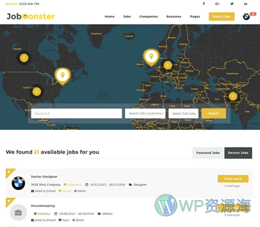 Jobmonster-招聘求职网站模板WordPress主题插图9-WP资源海