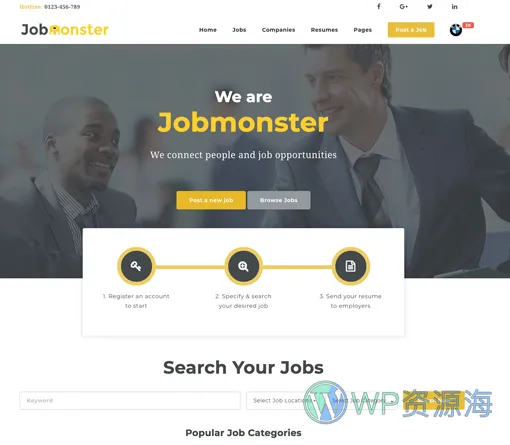 Jobmonster-招聘求职网站模板WordPress主题插图2-WP资源海