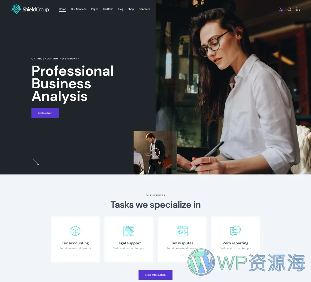 ShieldGroup v2.7 保险金融公司网站模板WordPress主题插图2-WP资源海