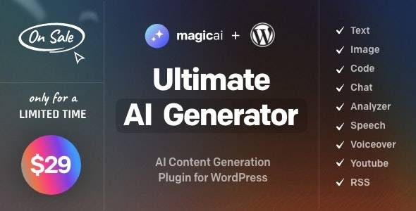 MagicAI 内容生成AI写作/GPT聊天/AI编码WordPress插件