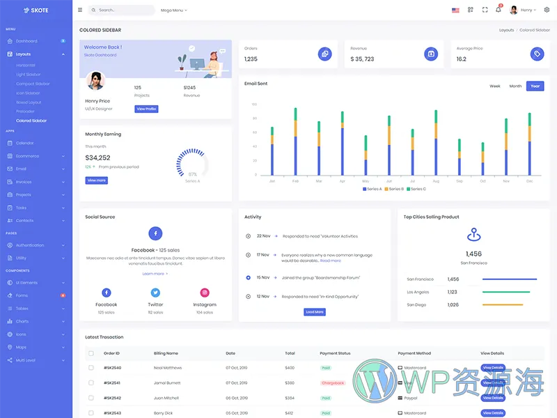 Skote-Vuejs和Laravel后台管理仪表板模板[更至v4.1.2]插图6-WP资源海