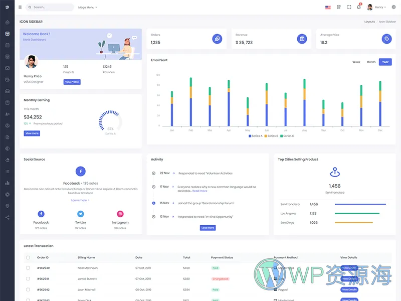 Skote-Vuejs和Laravel后台管理仪表板模板[更至v4.1.2]插图8-WP资源海