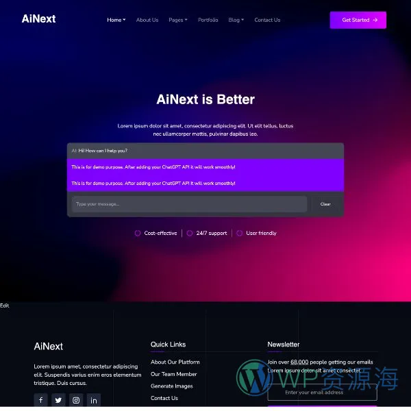 AiNext-AI机构AI公司网站模板WordPress主题插图3-WP资源海