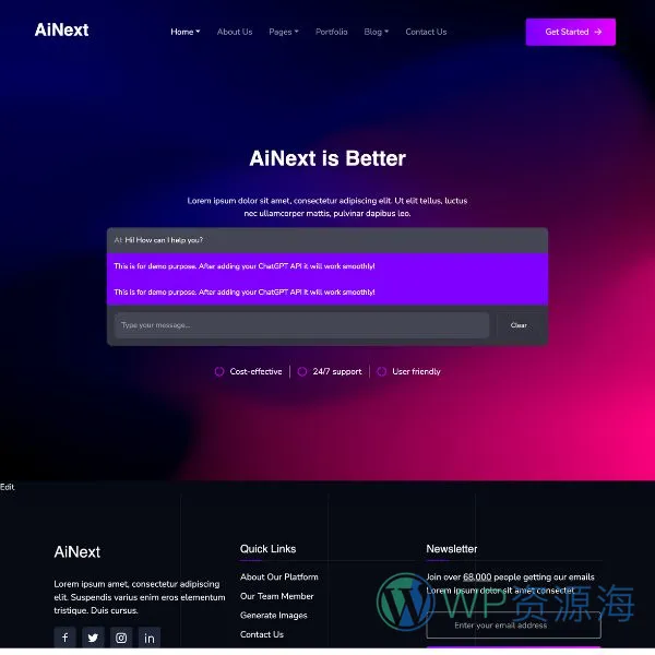 AiNext v1.1 AI机构AI公司网站模板WordPress主题插图3-WordPress资源海