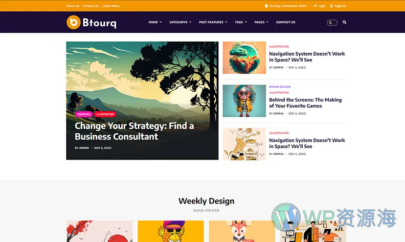 Btourq v1.0.4 新闻资讯博客杂志WordPress主题插图4-WP资源海