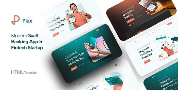 Plax-金融银行支付软件网站模板HTML+React双版本