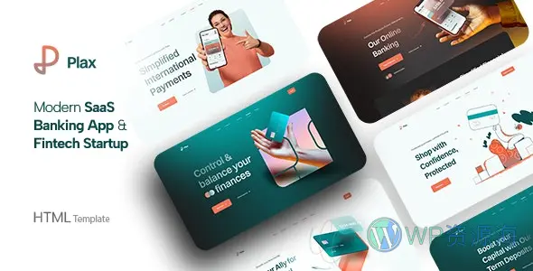 Plax-金融银行支付软件网站模板HTML+React双版本插图-WP资源海