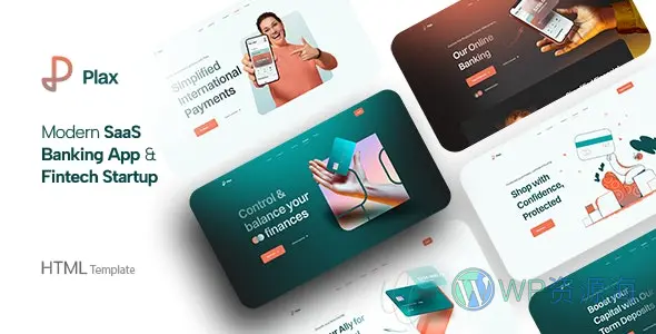 Plax-金融银行支付软件网站模板HTML+React双版本插图-WordPress资源海