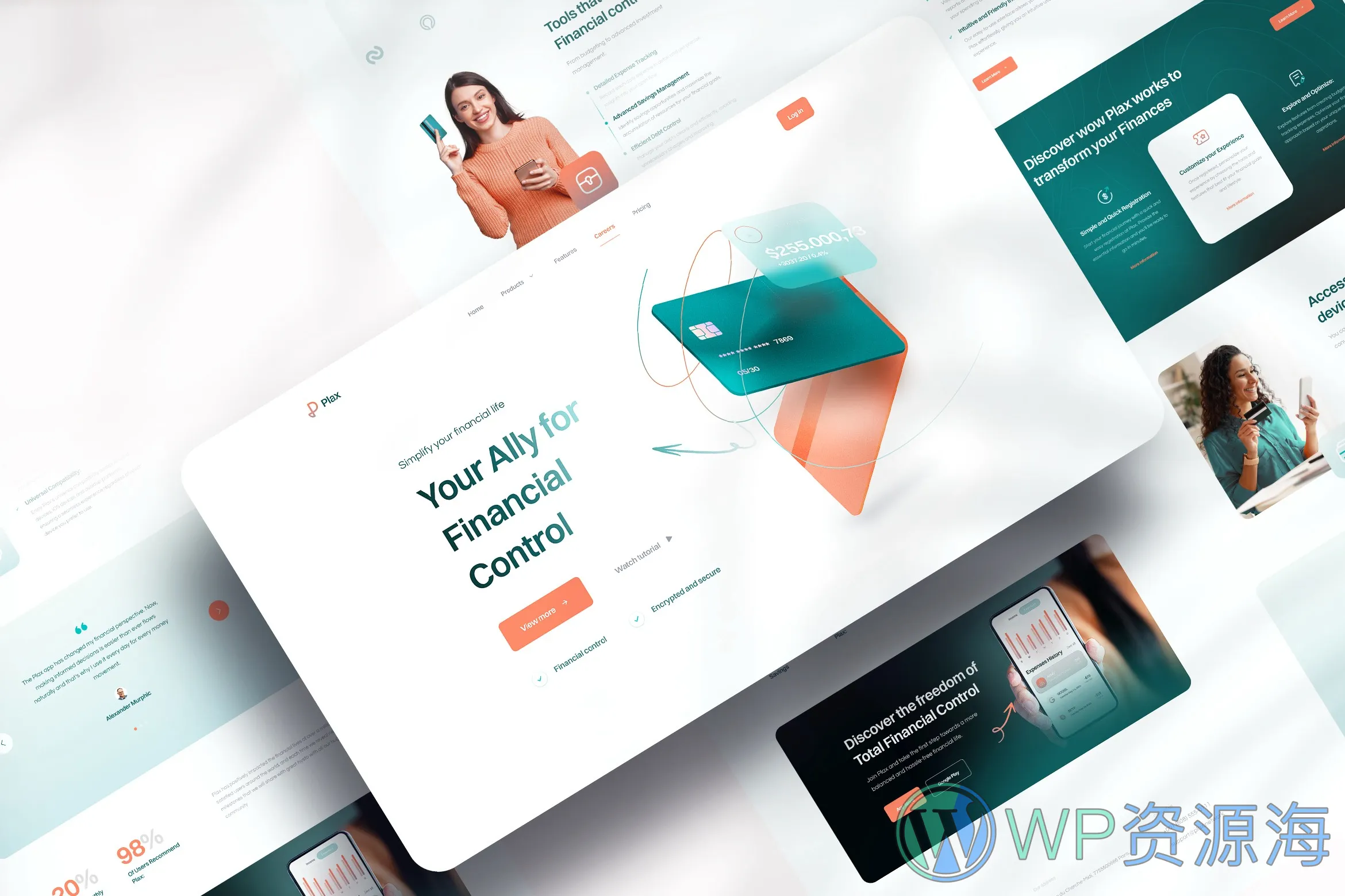 Plax-金融银行支付软件网站模板HTML+React双版本插图3-WordPress资源海