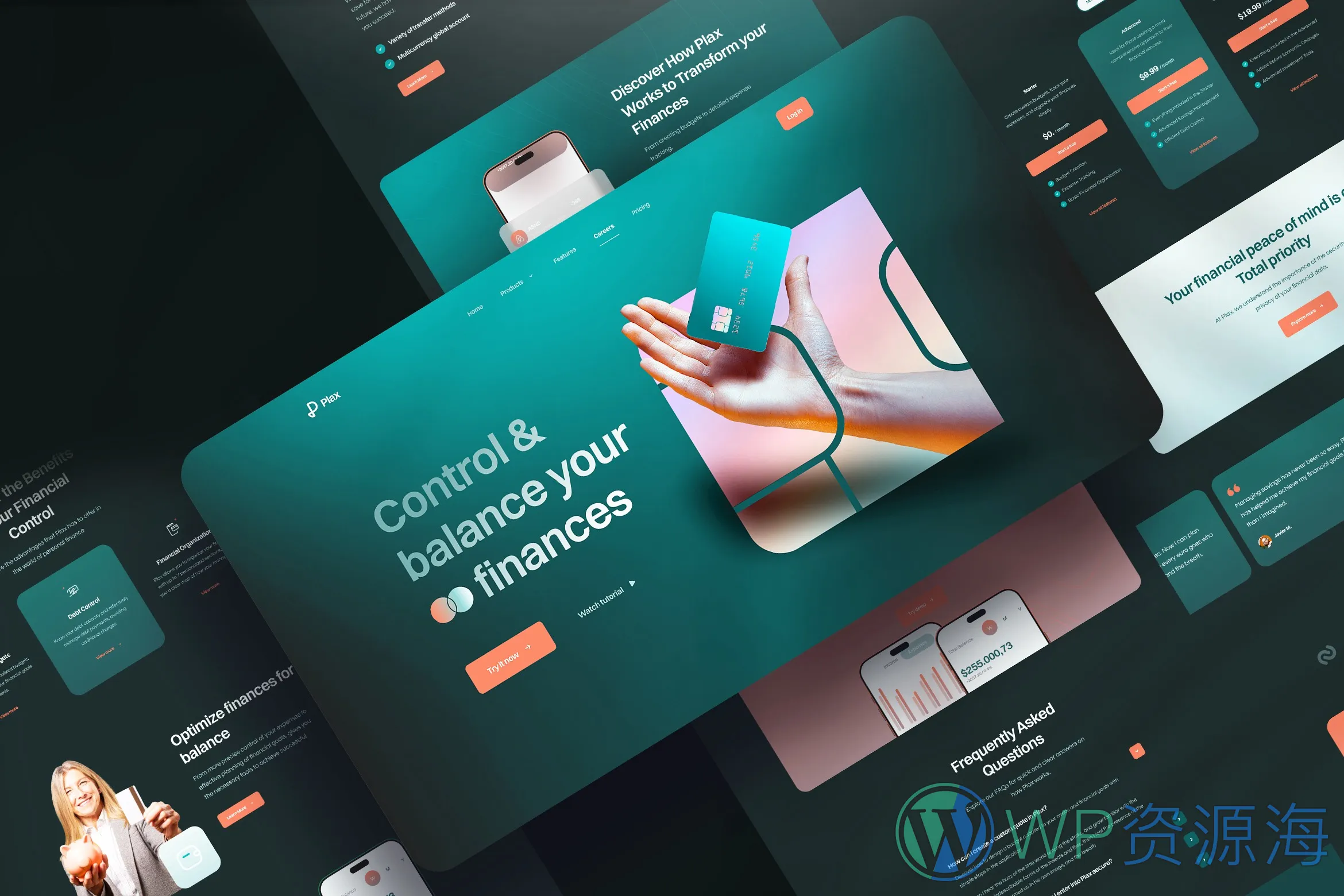 Plax-金融银行支付软件网站模板HTML+React双版本插图4-WP资源海
