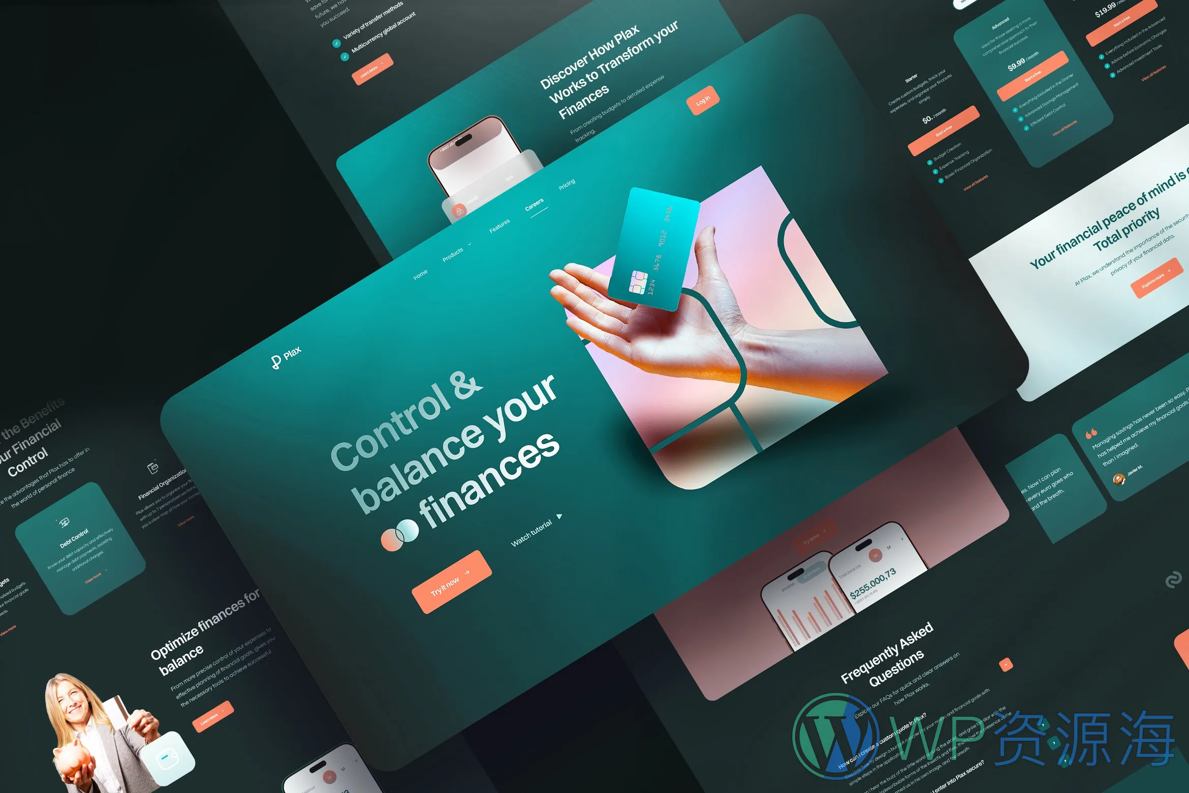 Plax-金融银行支付软件网站模板HTML+React双版本插图4-WordPress资源海