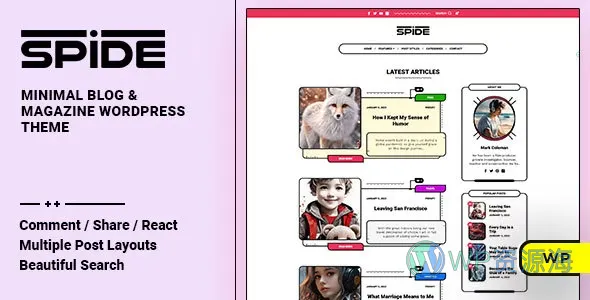 Spide v1.0.4 极简创意漫画风博客杂志WordPress主题插图-WP资源海 Spide v1.0.4 极简创意漫画风博客杂志WordPress主题插图-WP资源海