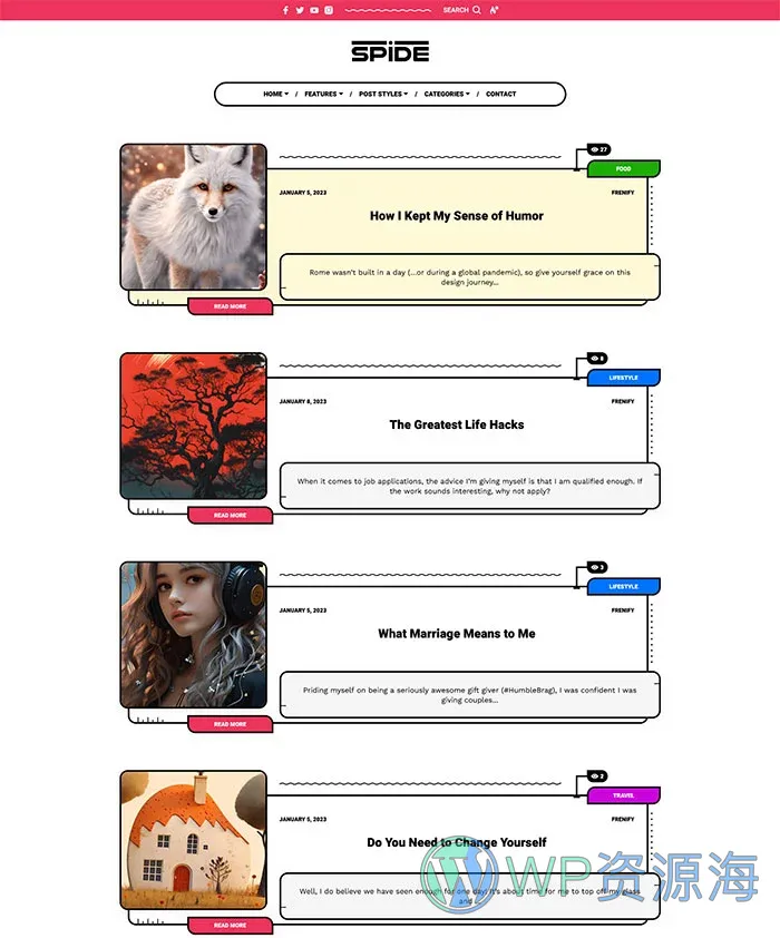 Spide v1.0.4 极简创意漫画风博客杂志WordPress主题插图1-WP资源海 Spide v1.0.4 极简创意漫画风博客杂志WordPress主题插图1-WP资源海