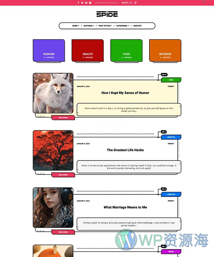 Spide v1.0.4 极简创意漫画风博客杂志WordPress主题插图3-WP资源海 Spide v1.0.4 极简创意漫画风博客杂志WordPress主题插图3-WP资源海